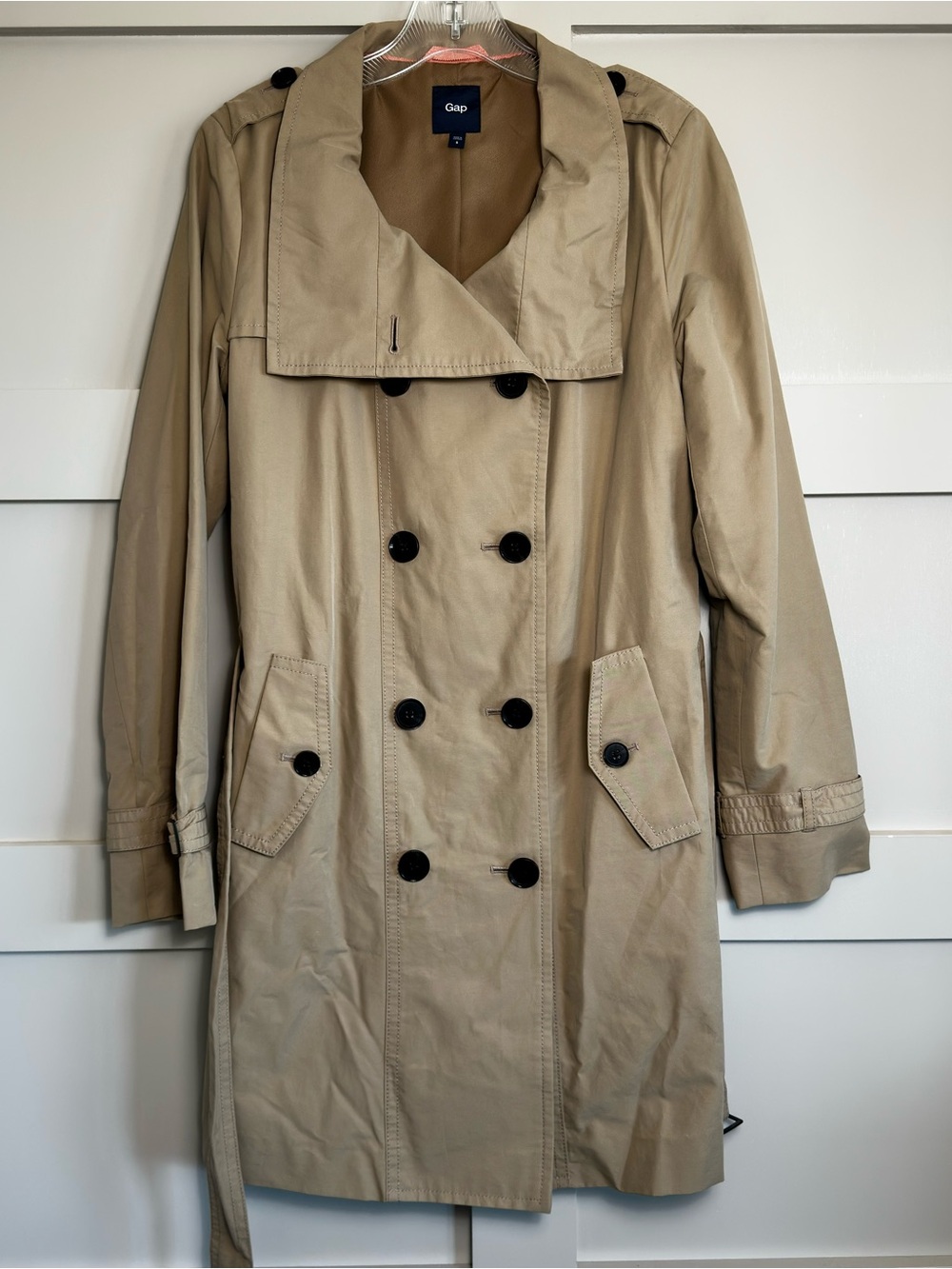 GAP Trench Coat Women’s Small Khaki Belted Double Breasted Jacket Lightweight
